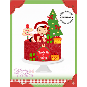 Arquivo Topo de Bolo Primeiro Natal Menina engatinhando