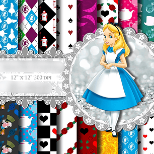 Kit Digital Papéis Alice no País das Maravilhas 