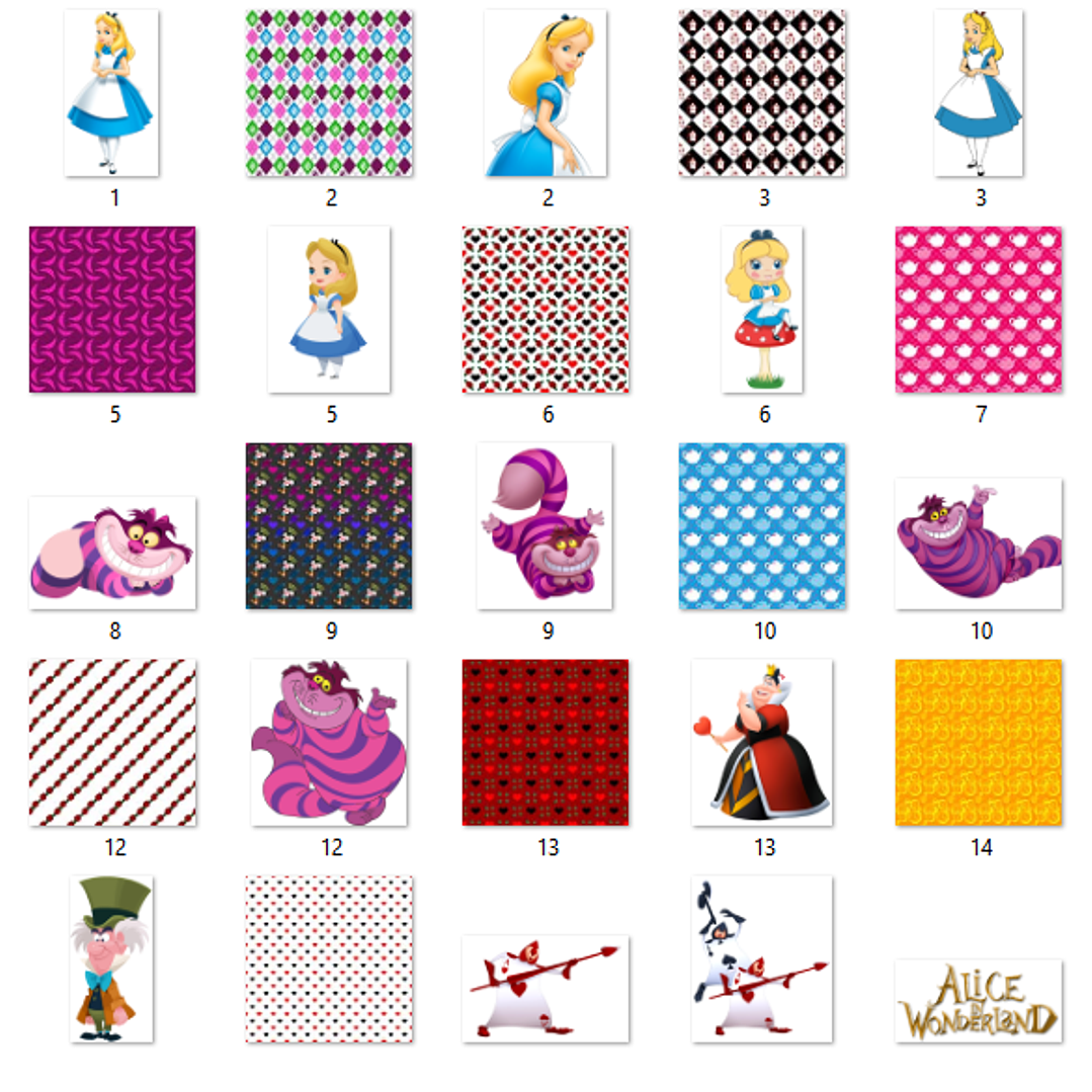 Kit Digital Papéis Alice no País das Maravilhas  2