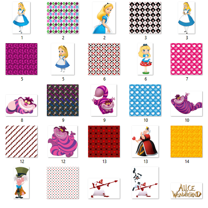 Kit Digital Papéis Alice no País das Maravilhas  2
