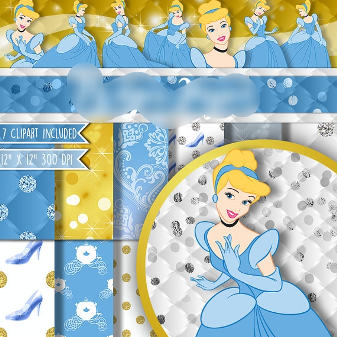 Kit Digital Papéis Cinderela 1