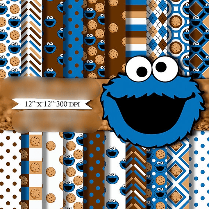 Kit Digital Papéis Cookie Monster  1