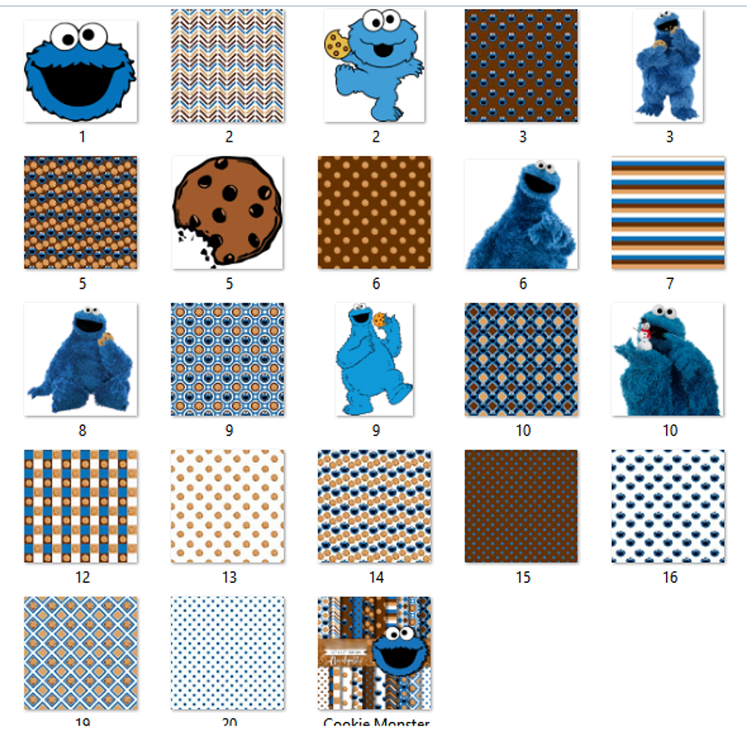 Kit Digital Papéis Cookie Monster  2