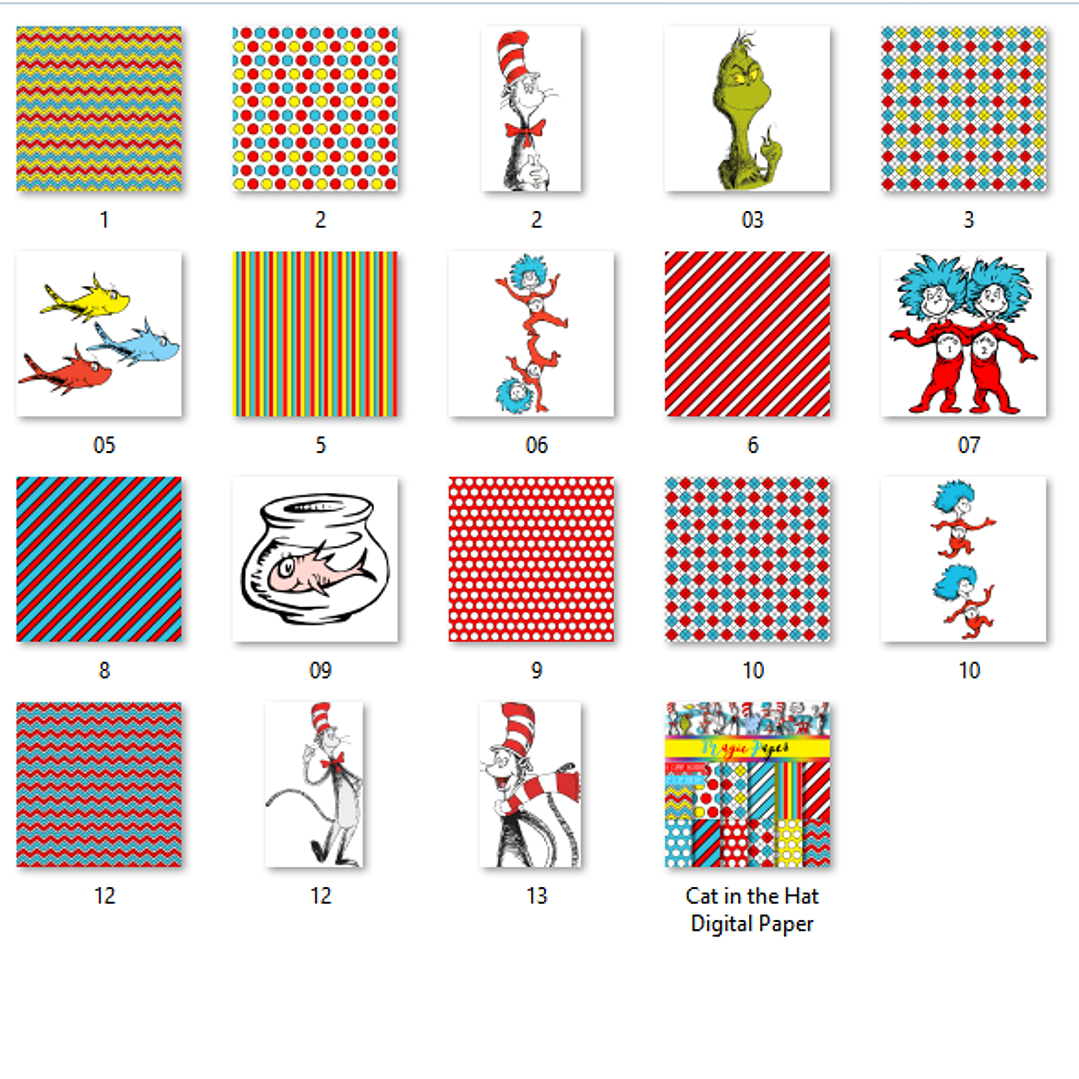 Kit Digital Papéis Dr. Suess  2