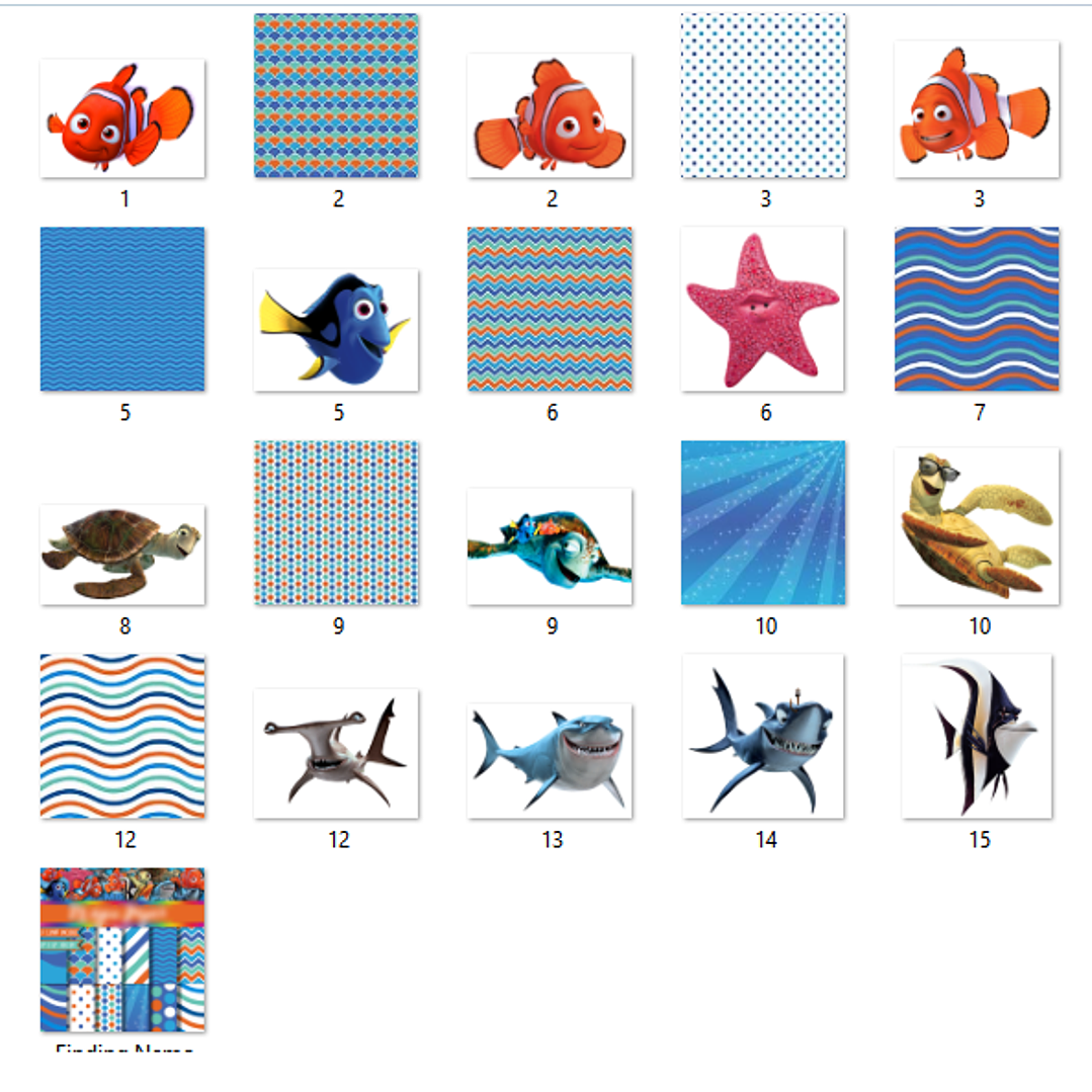 Kit Digital Papéis Procurando Nemo 2