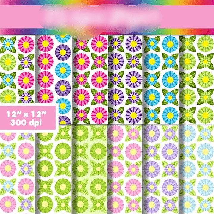 Kit Digital Papéis Flores Primavera  1