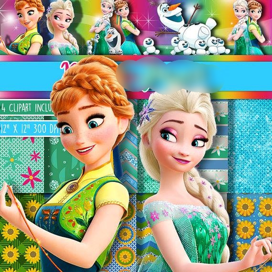 Kit Digital Papéis Frozen no Verão 1