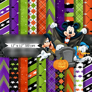 Kit Digital Papéis Mickey Mouse Halloween 