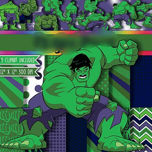 Kit Digital Pápeis Hulk 