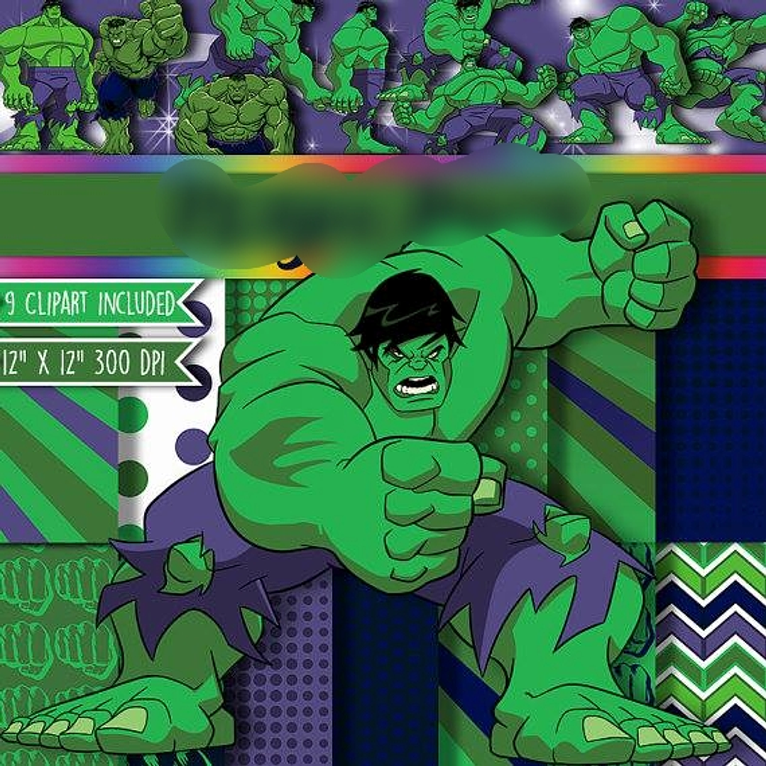 Kit Digital Pápeis Hulk  1