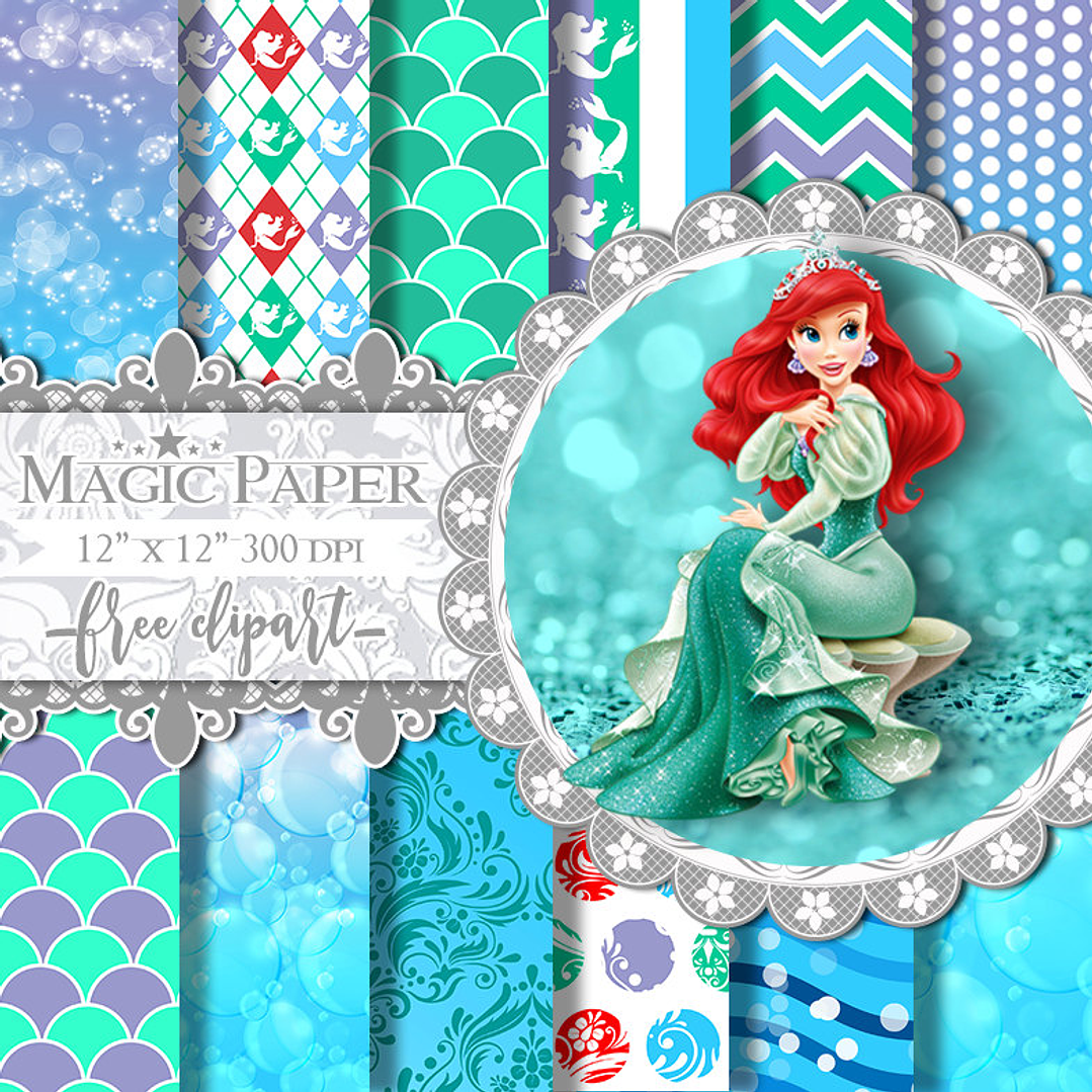 Kit Digital Papéis Ariel  1