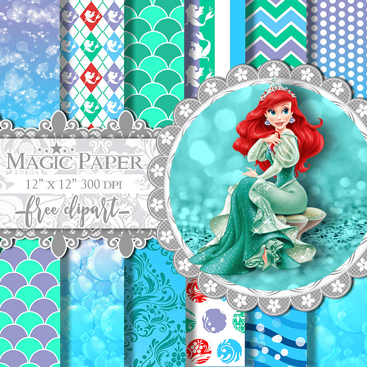 Kit Digital Papéis Ariel  1