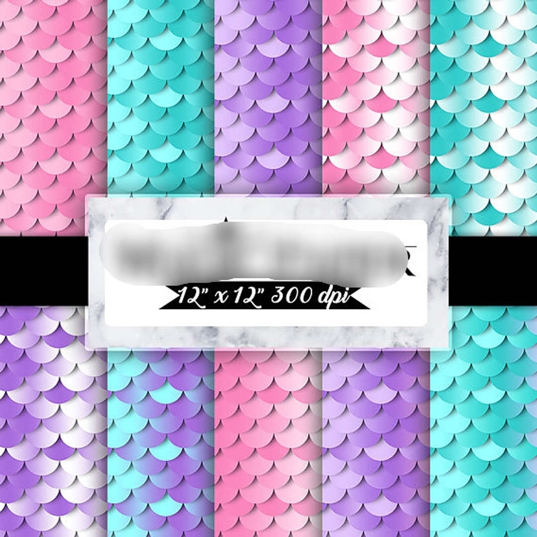 Kit Digital Papéis Escamas de Sereias  1