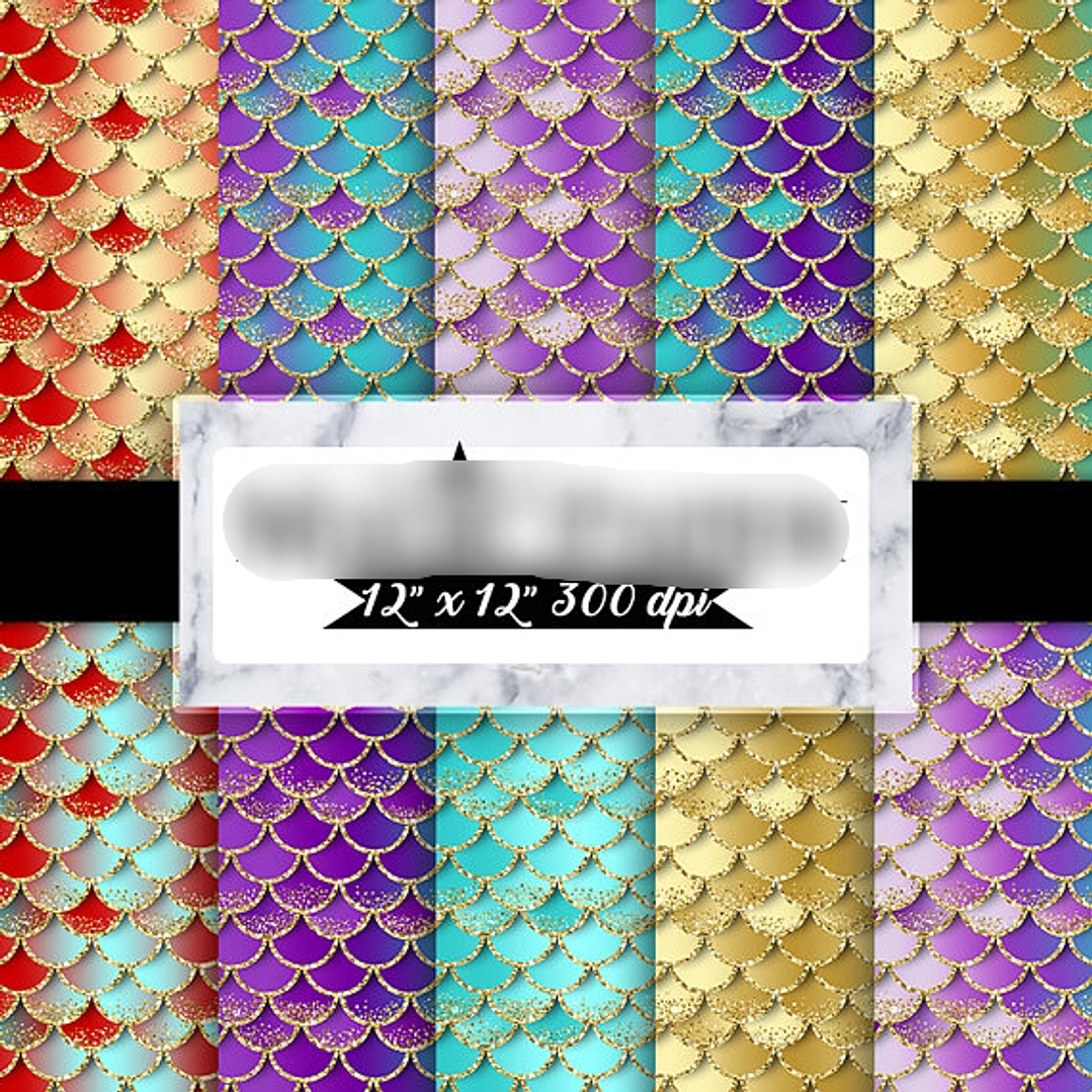 Kit Digital Papéis Escamas de Sereias Brilhosas  1