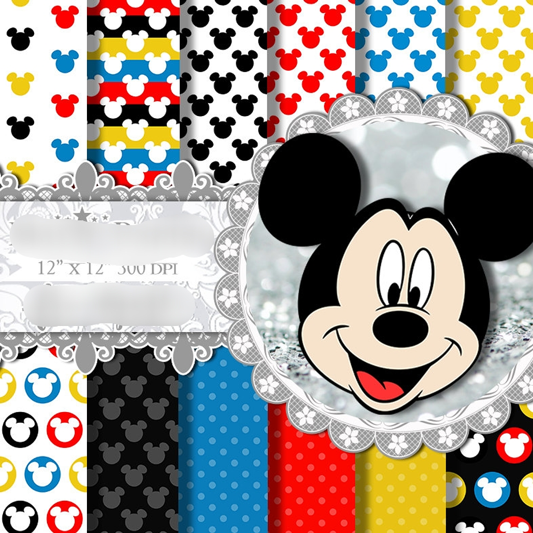 Kit Digital Papéis Mickey Mouse  1