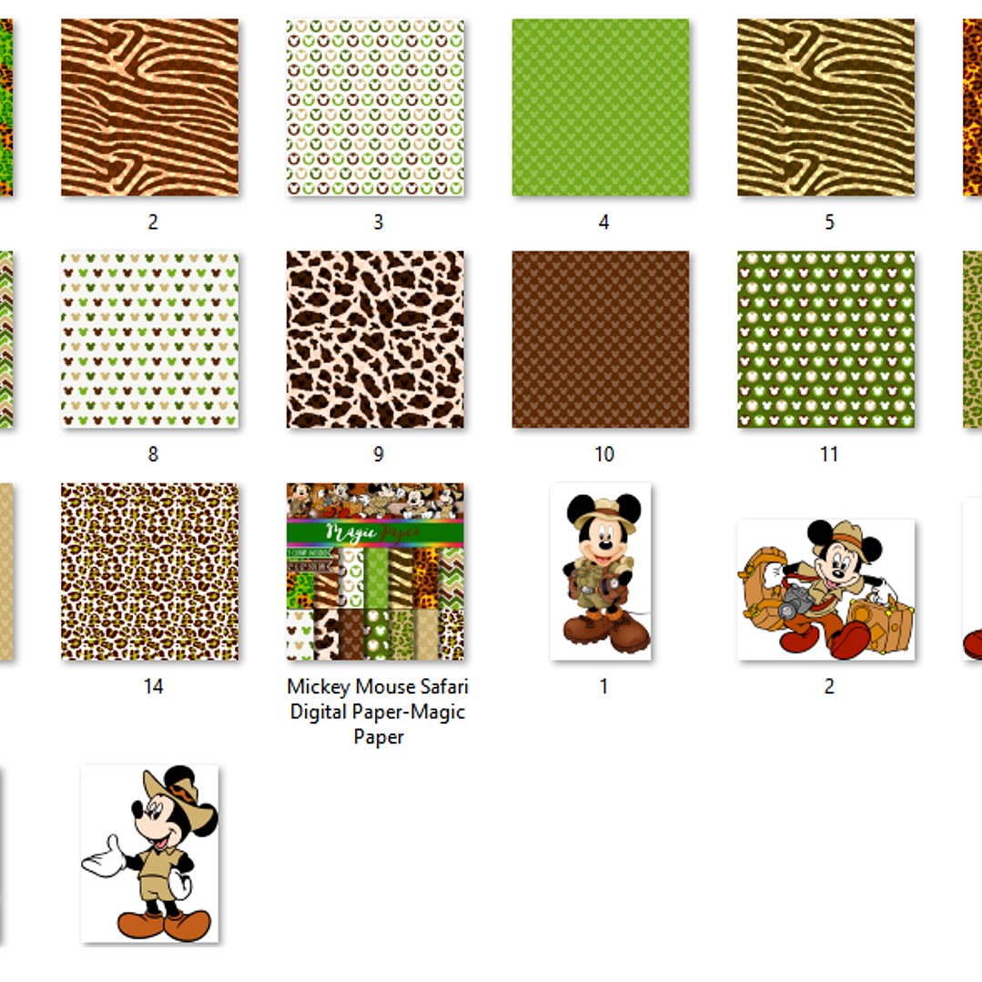 Kit Digital Papéis Mickey Mouse Safari 2