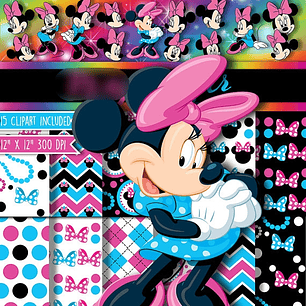 Kit Digital Papéis Minnie Mouse 