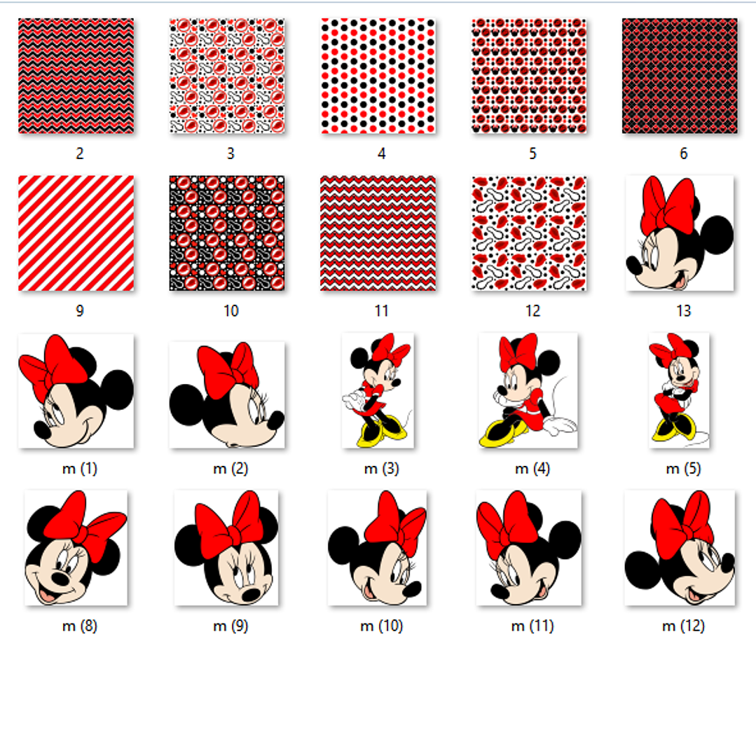 Kit Digital Papéis Minnie Mouse Vermelho  2