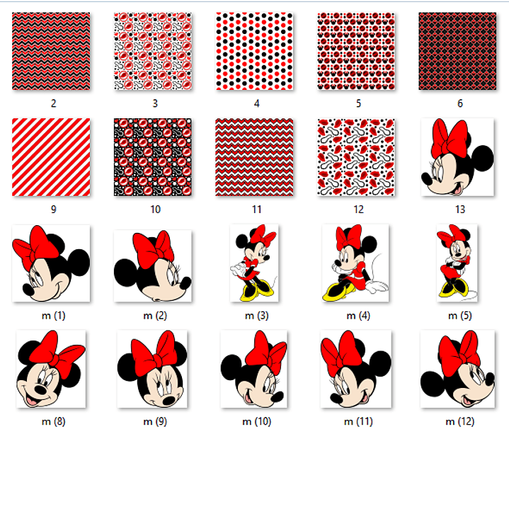 Kit Digital Papéis Minnie Mouse Vermelho  2