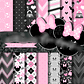 Kit Digital Papéis Minnie Mouse Preto com Rosa  - Thumbnail 1