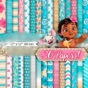 Kit Digital Papéis Moana Bebê