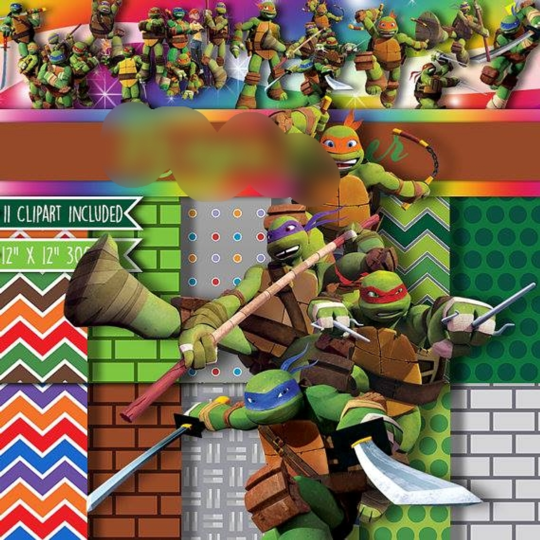 Kit Digital Papéis Tartarugas Ninja  1