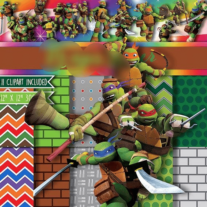 Kit Digital Papéis Tartarugas Ninja  1