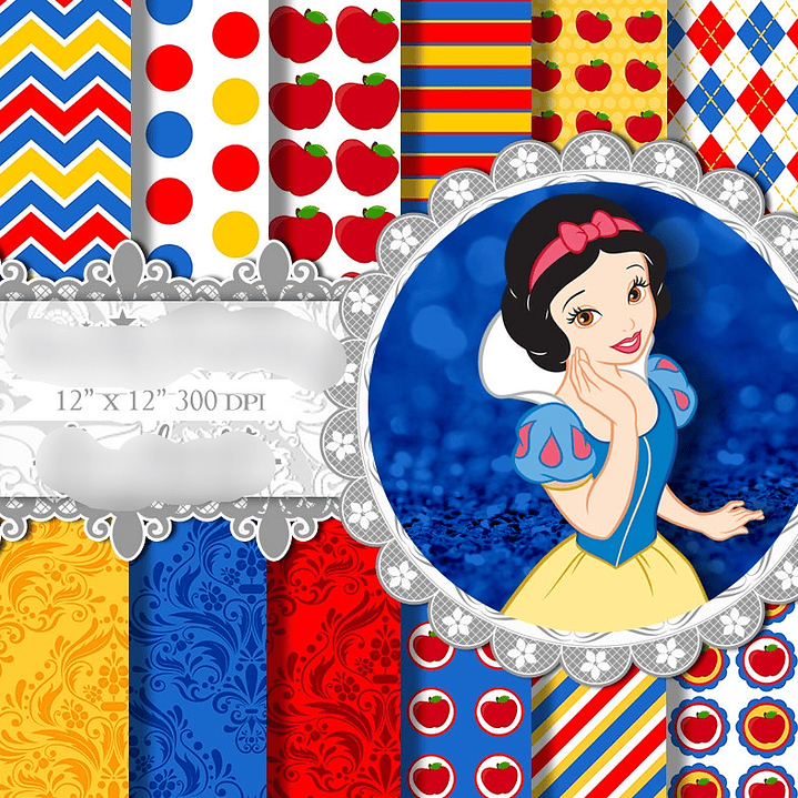 Kit Digital Papéis Branca de Neve  1