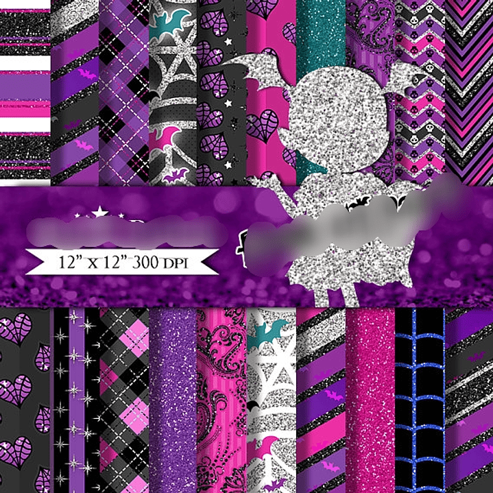 Kit Digital Papéis Vampirina Glitter  1