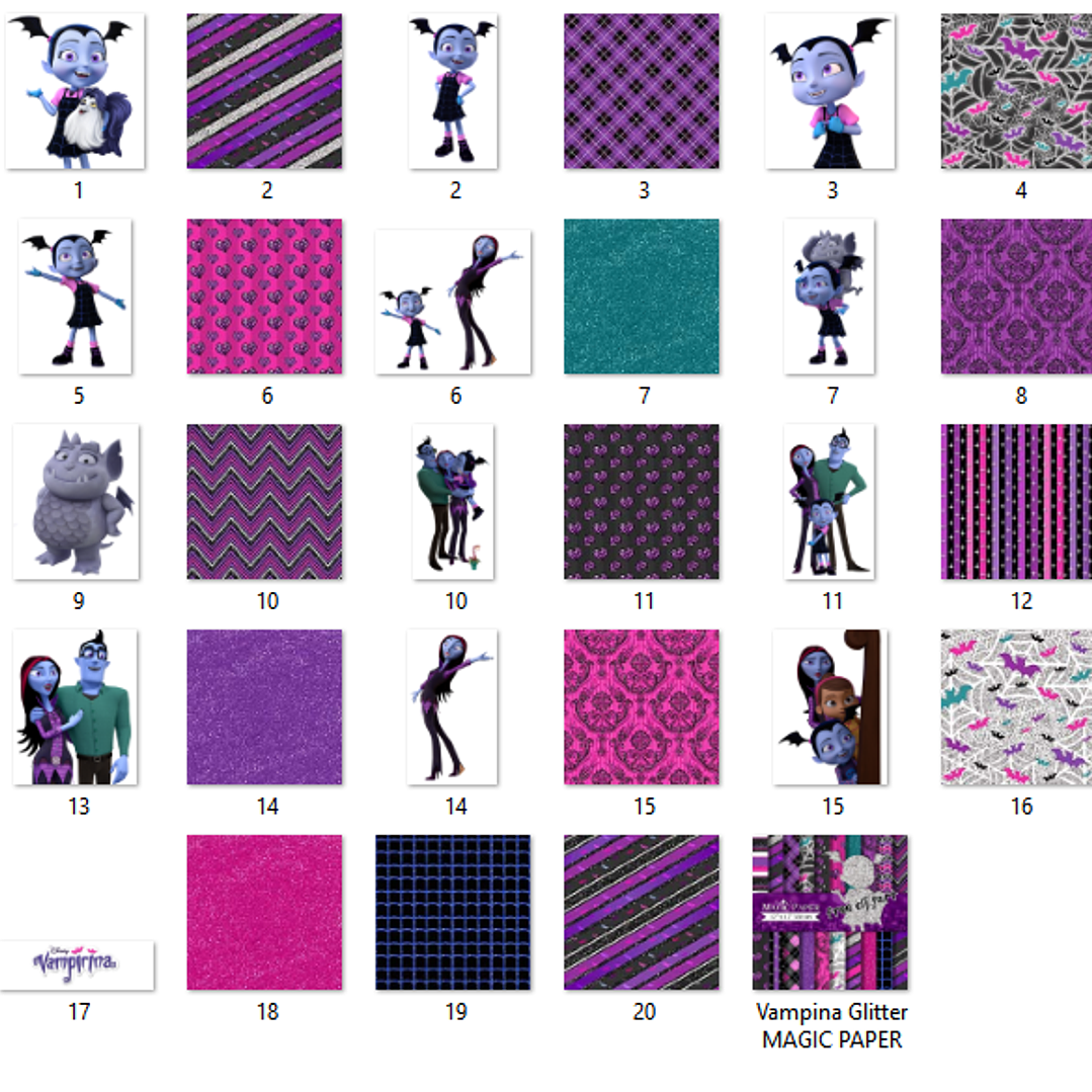 Kit Digital Papéis Vampirina Glitter  2