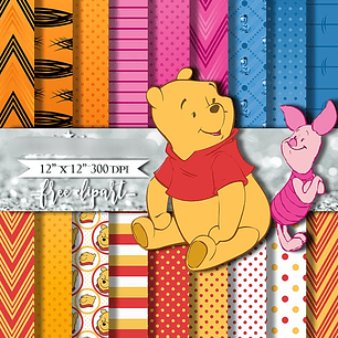 Kit Digital Papéis Ursinho Pooh 