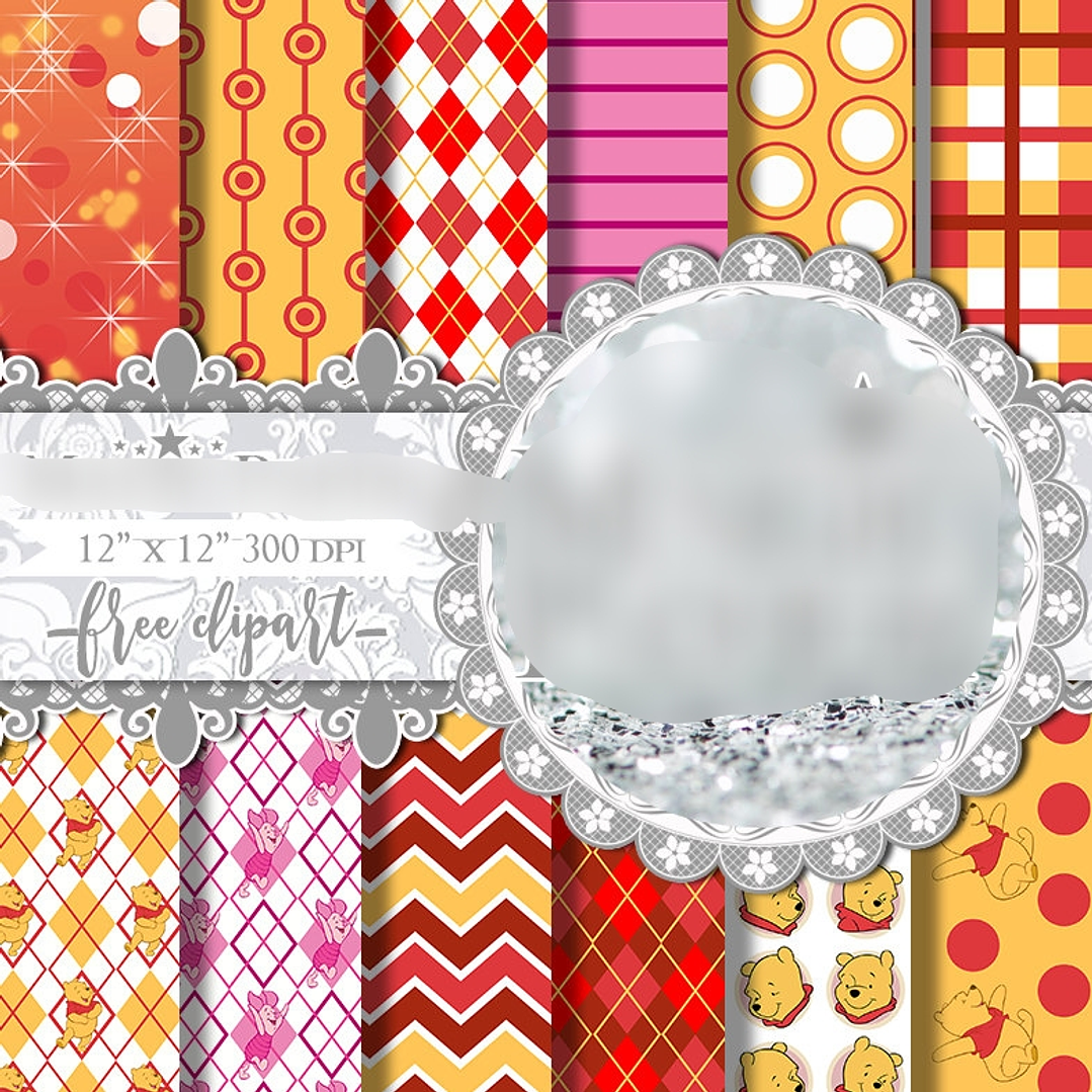 Kit Digital Papéis Ursinho Pooh 1