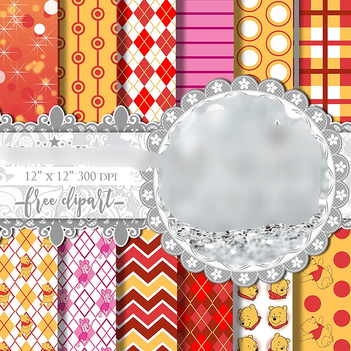 Kit Digital Papéis Ursinho Pooh 1