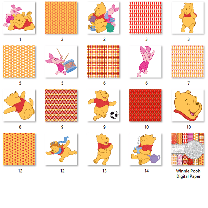 Kit Digital Papéis Ursinho Pooh 2