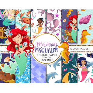 Kit Digital Papéis Esquadrão Sereia 