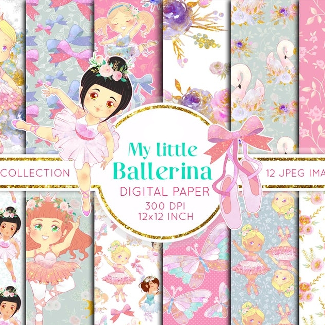 Kit Digital Papéis Minha Pequena Bailarina  1