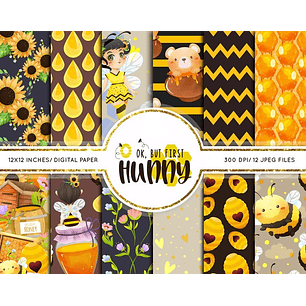Kit Digital Papéis Abelhinha Colmeia 