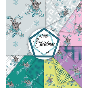 Kit Digital Papéis Natal Neve 