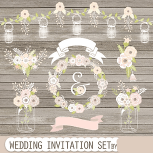 Kit Digital Conjunto de Convite de Casamento