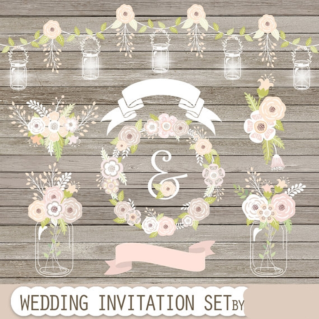 Kit Digital Conjunto de Convite de Casamento 1