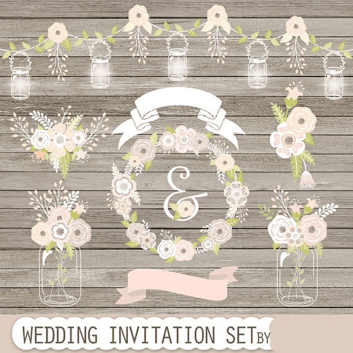 Kit Digital Conjunto de Convite de Casamento 1