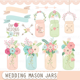 Kit Digital Potes de Vidro para Casamento