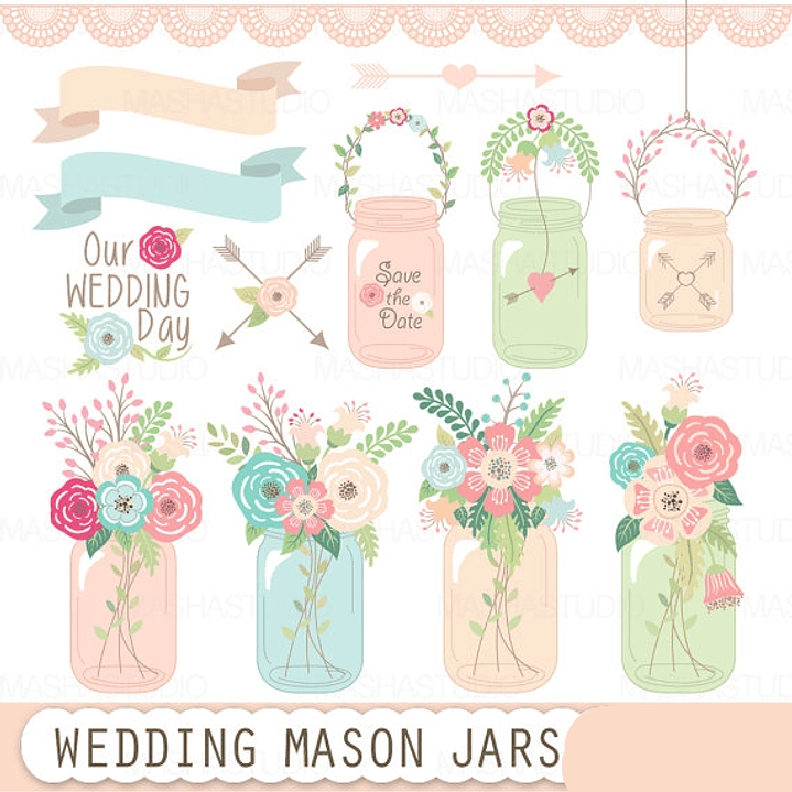 Kit Digital Potes de Vidro para Casamento 1