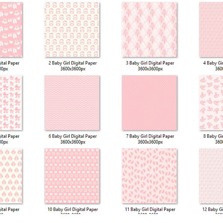 Kit Digital Papéis Rosa Baby Girl 2