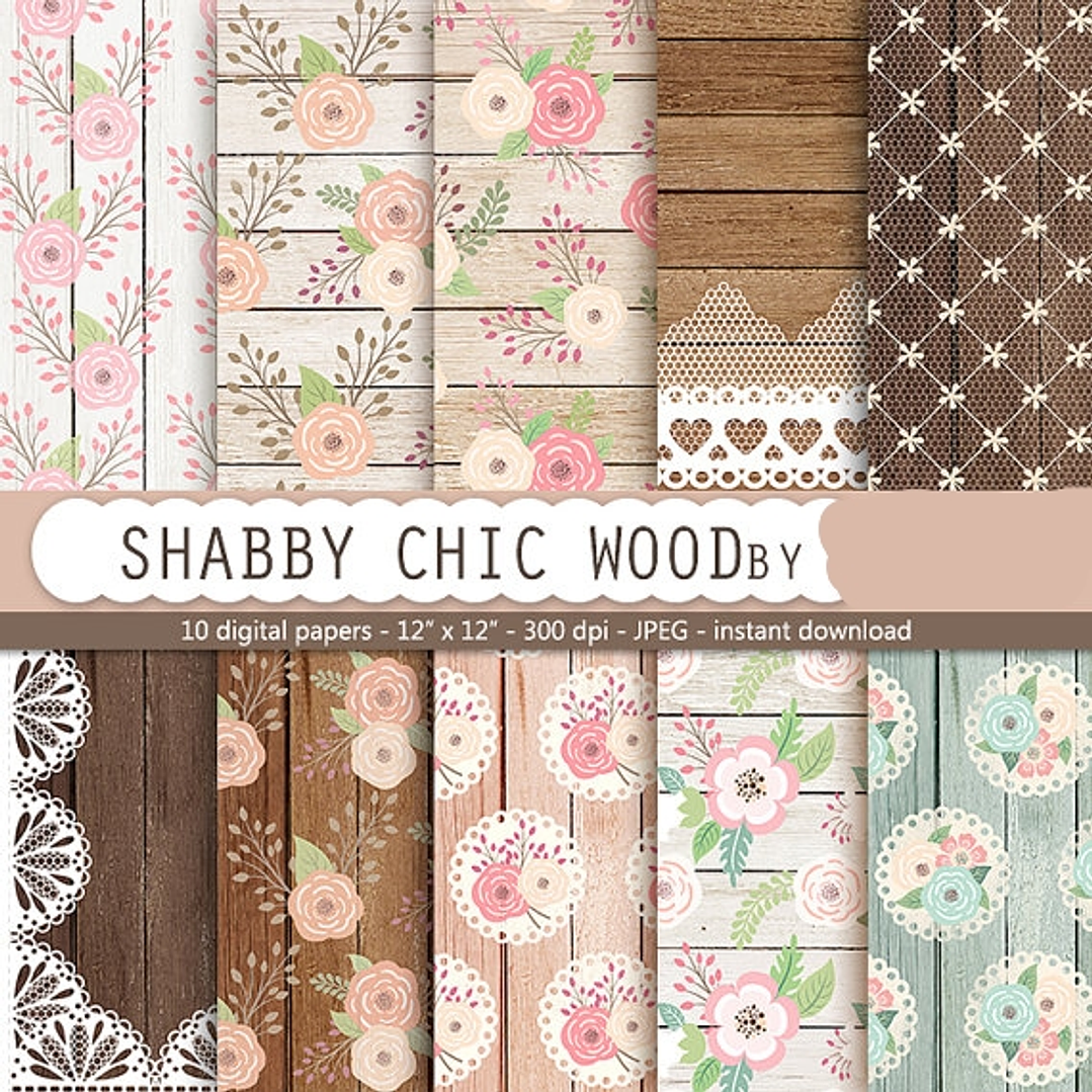 Kit Digital Papéis Estilo Madeira  1