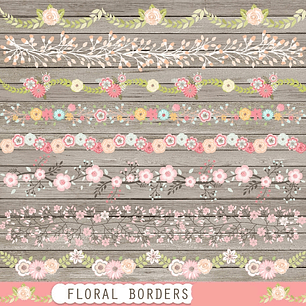Kit Digital Bordas Florais 