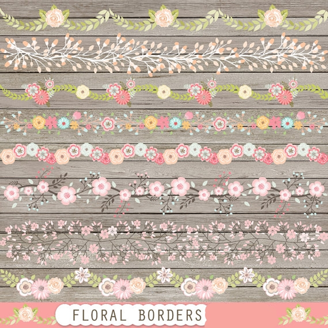 Kit Digital Bordas Florais  1