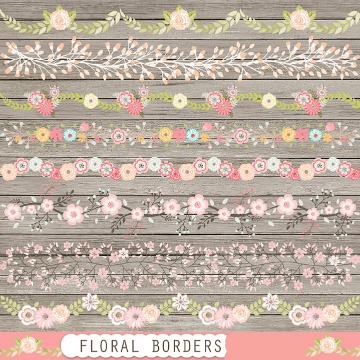 Kit Digital Bordas Florais  1