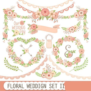 Kit Digital Conjunto Floral de Casamento
