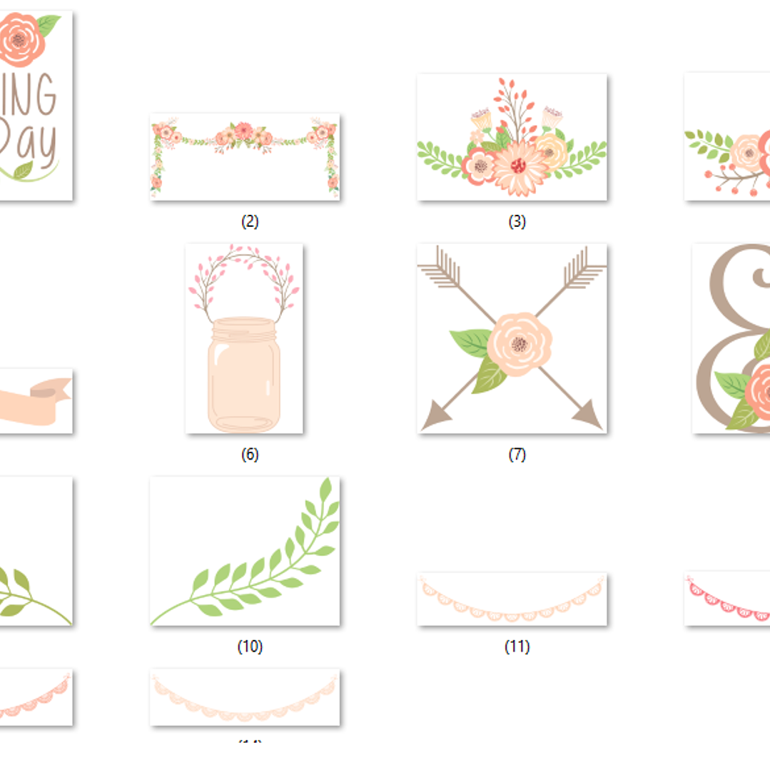 Kit Digital Conjunto Floral de Casamento 2